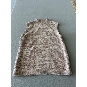 Talbots Sweater Vest Womens Petite Large Multicolor Mock Neck Sleeveless Knit